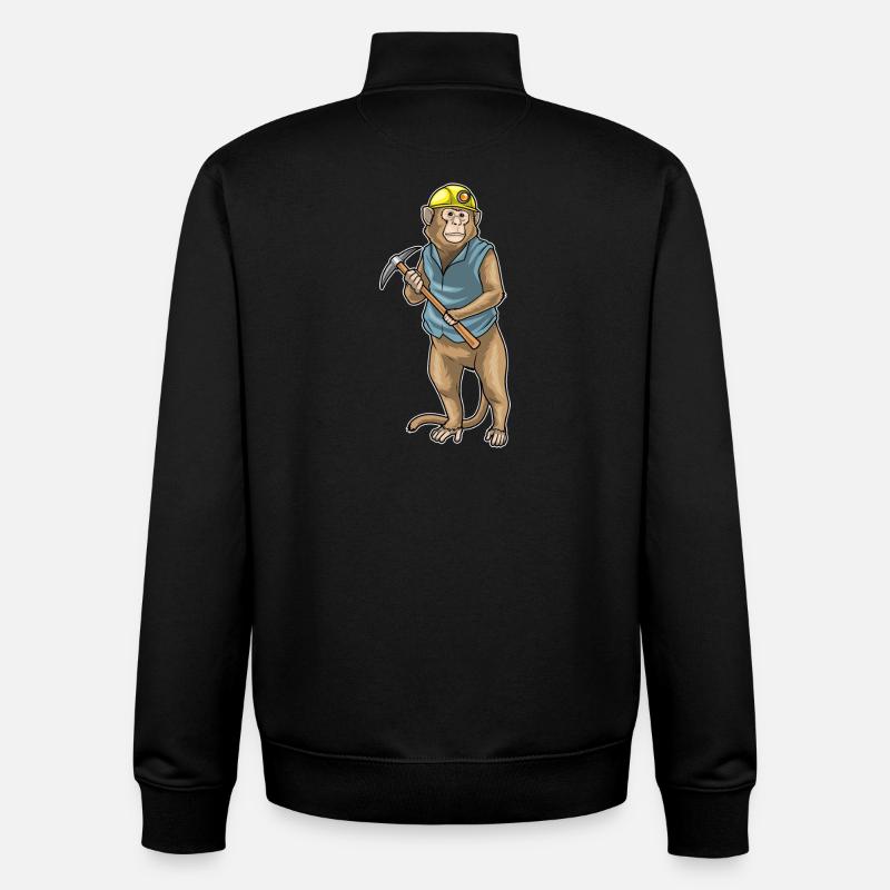 Affe Bergarbeiter Spitzhacke Bergbau - Unisex Organic Zip Sweatshirt von Stanley/Stella - Schwarz