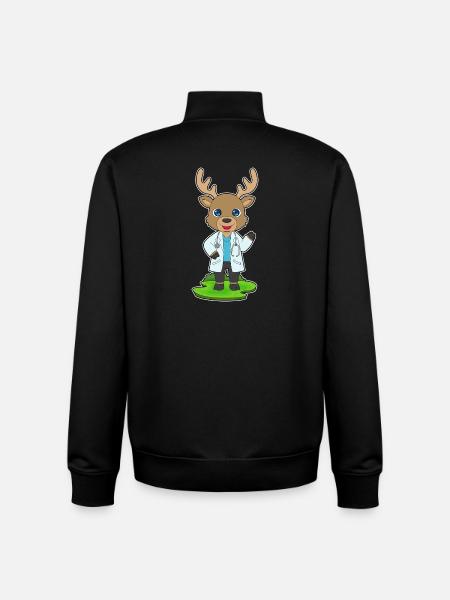 Reindeer Doctor Stethoscope - Unisex Organic Zip Sweatshirt by Stanley/Stella - black