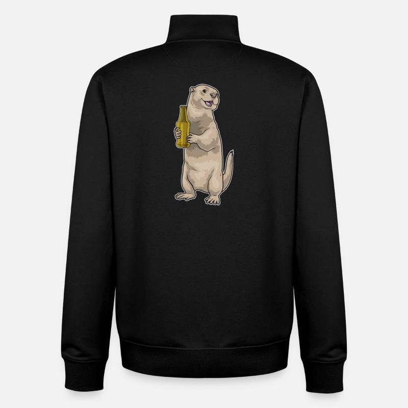 Bouteille de bière Otter - Sweat zippé unisexe en coton bio Stanley/Stella - noir
