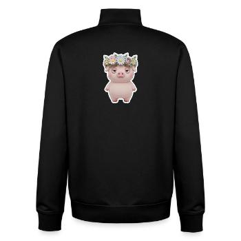 Genervtes Schwein mit Blumenkranz Statement - Unisex Organic Zip Sweatshirt von Stanley/Stella - Schwarz - Hinten - AI Model Male 185 light (185cm)