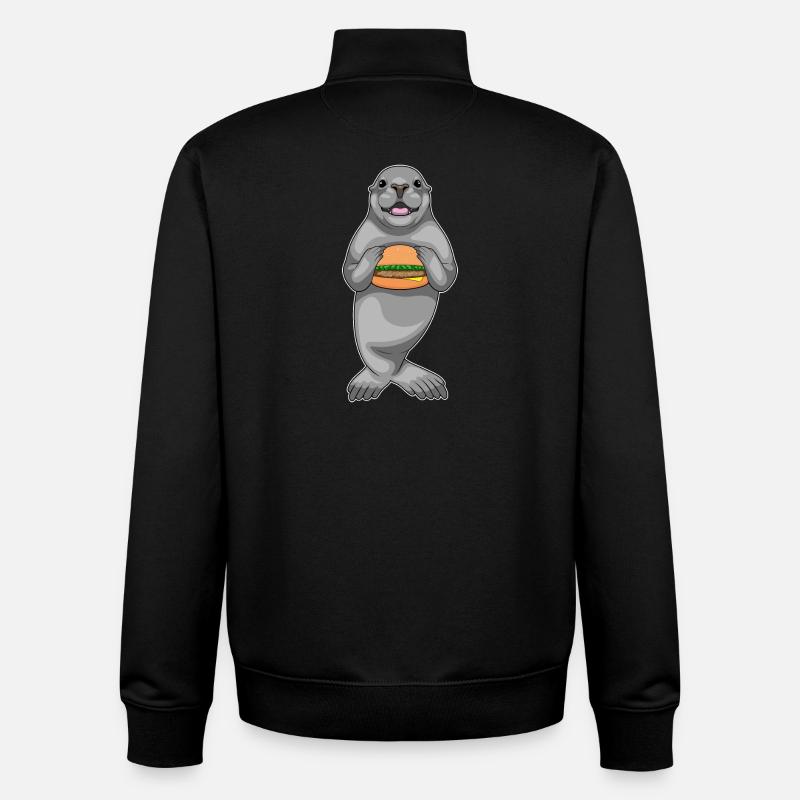 Hamburger au phoque - Sweat zippé unisexe en coton bio Stanley/Stella - noir
