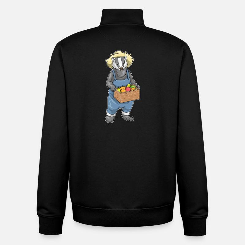 Badger Farmer Fruit - Sweat zippé unisexe en coton bio Stanley/Stella - noir