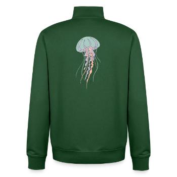 Illustration de méduse pastel - Sweat zippé unisexe en coton bio Stanley/Stella - vert bouteille - Dos - AI Model Male 185 dark (185cm)