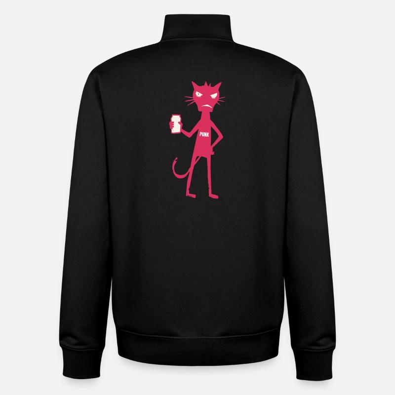 Little Monsters: Punk Cat Neon Attitude - Unisex Organic Zip Sweatshirt by Stanley/Stella - black