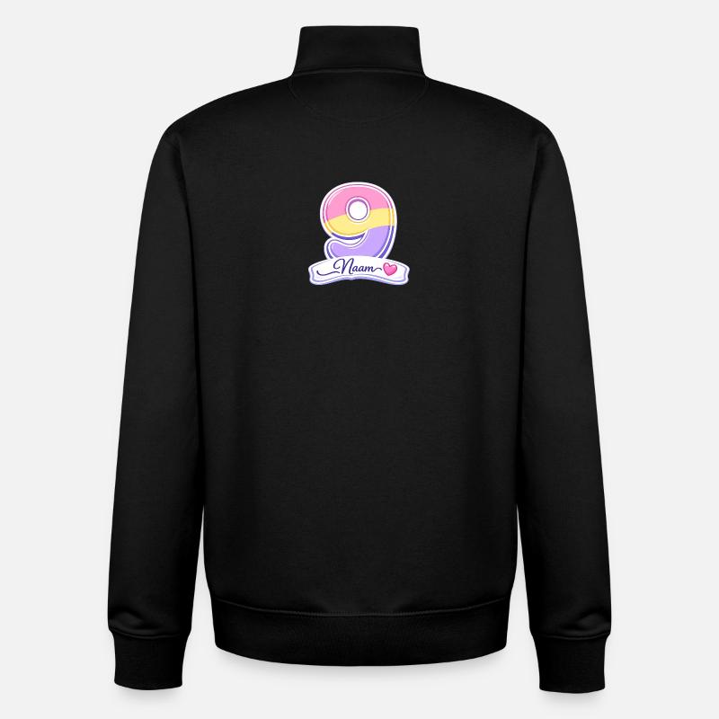 Birthday 9 Pastel personnalisable - Sweat zippé unisexe en coton bio Stanley/Stella - noir