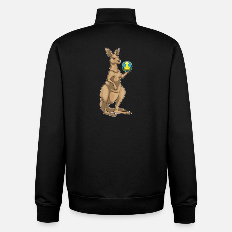 Kangaroo Handball Player Handball - Unisex Organic Zip Sweatshirt by Stanley/Stella - black