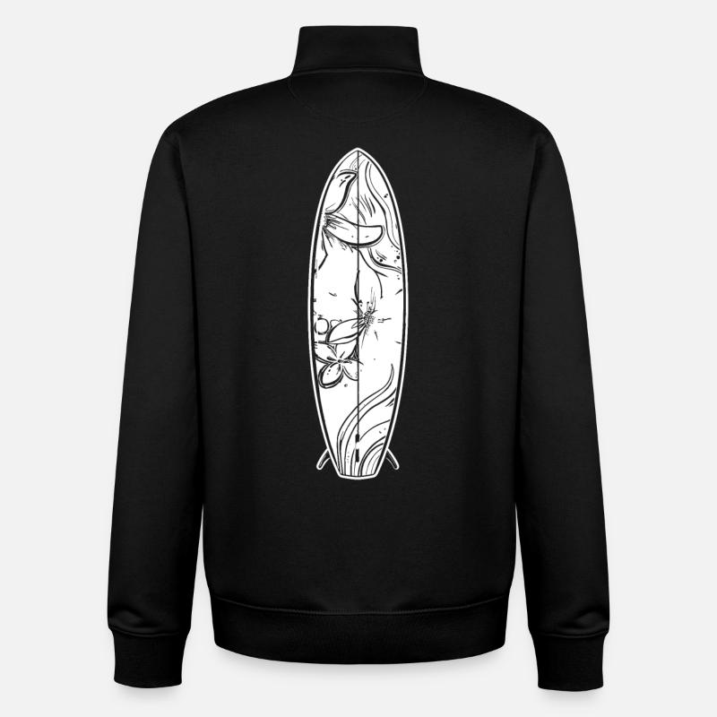 planche de surf de dessin animé - Sweat zippé unisexe en coton bio Stanley/Stella - noir