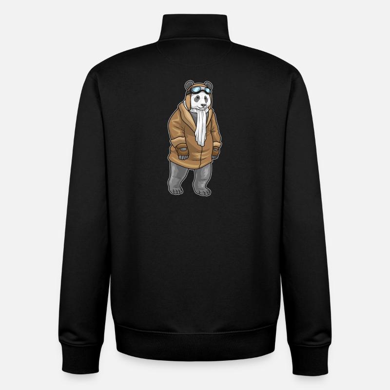 Panda Pilot Pilotenmütze - Unisex Organic Zip Sweatshirt von Stanley/Stella - Schwarz