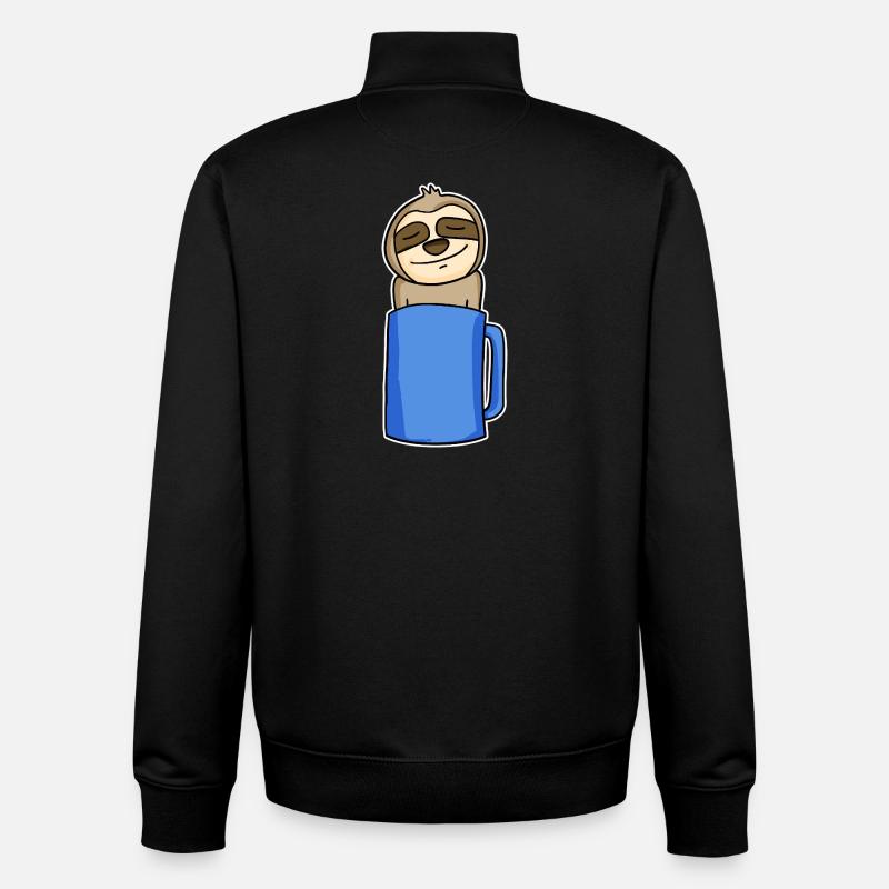 Sloth in a coffee cup - Unisex Organic Zip Sweatshirt by Stanley/Stella - black