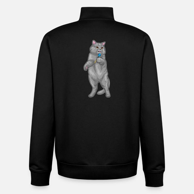 Cat Dart Dart - Sweat zippé unisexe en coton bio Stanley/Stella - noir