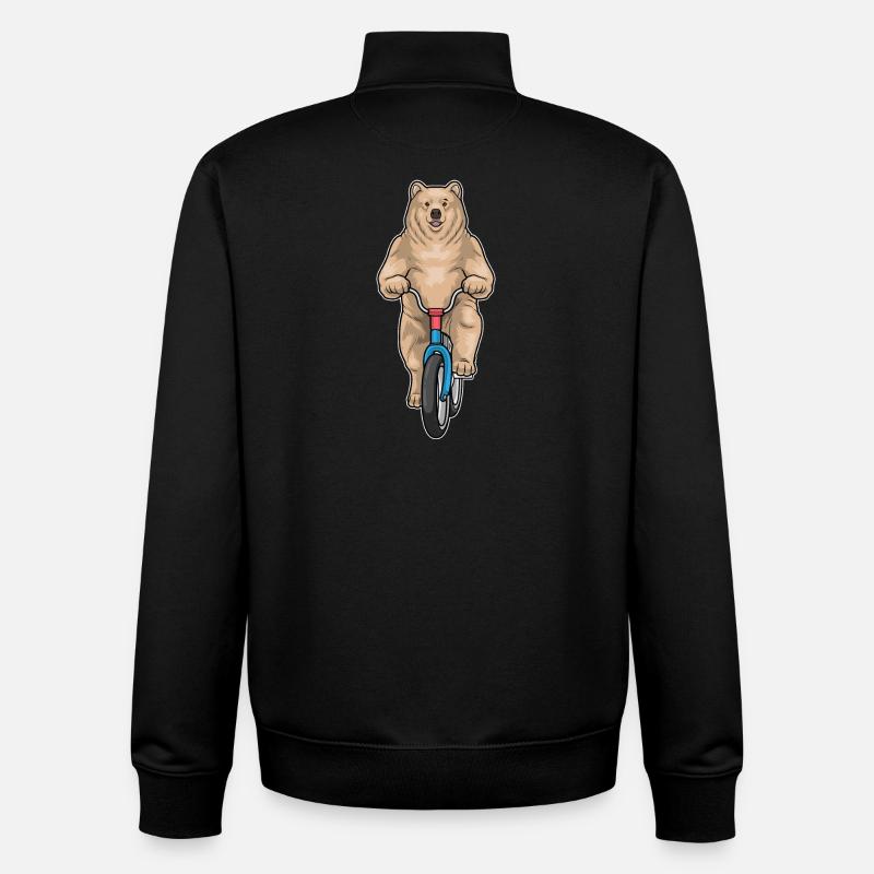 Vélo Bear - Sweat zippé unisexe en coton bio Stanley/Stella - noir