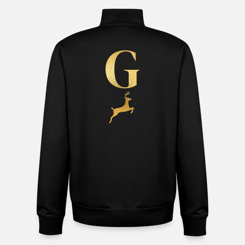 Buchstabe g goldener Hirsch - Geschenkidee - Unisex Organic Zip Sweatshirt von Stanley/Stella - Schwarz