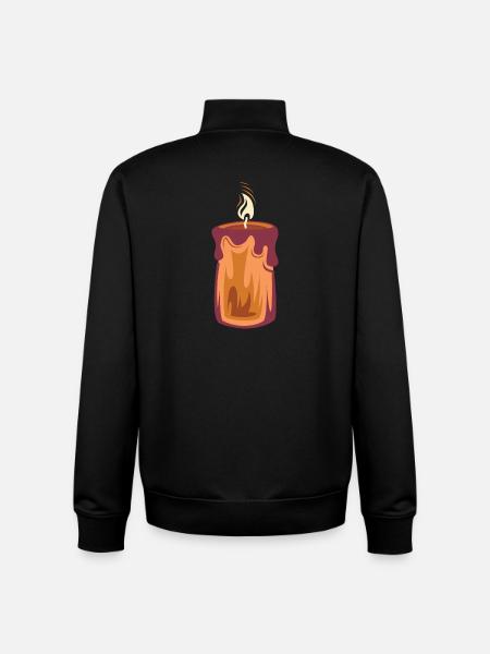 Candle Christmas Light Illustration 1st Advent - Unisex Organic Zip Sweatshirt by Stanley/Stella - black
