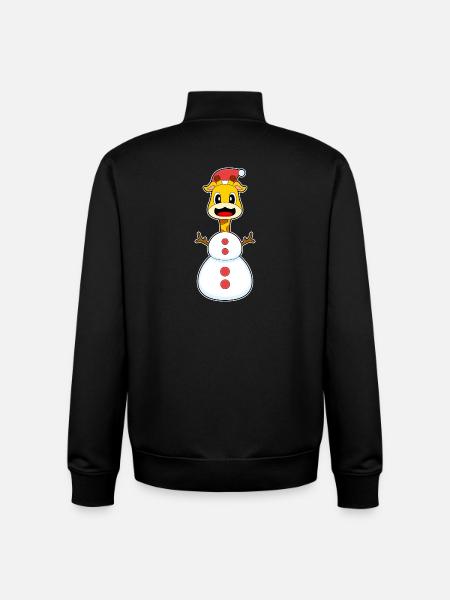 Giraffe Christmas Snowman - Unisex Organic Zip Sweatshirt by Stanley/Stella - black