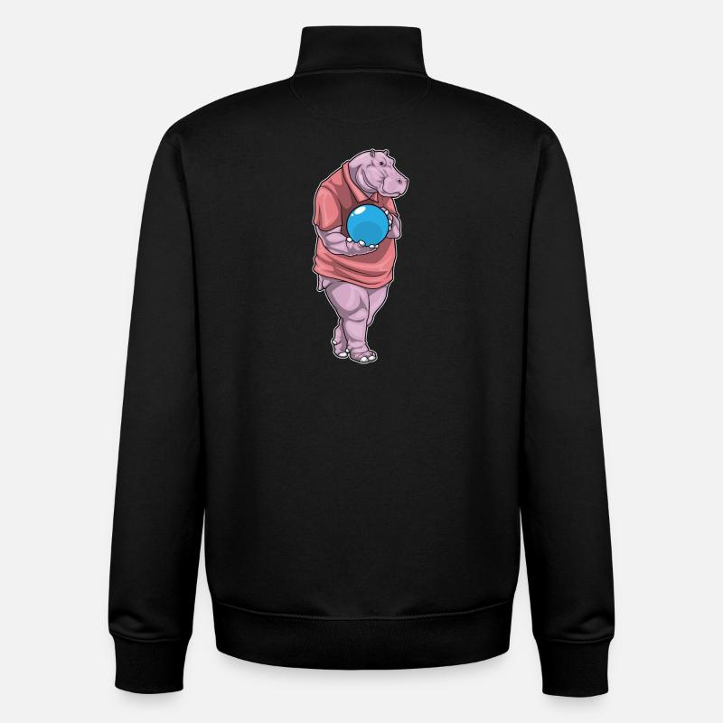 Hippo Bowling Bowling Ball - Unisex Organic Zip Sweatshirt by Stanley/Stella - black