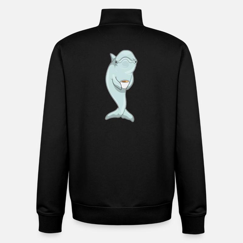Café Dolphin - Sweat zippé unisexe en coton bio Stanley/Stella - noir