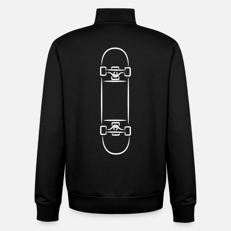 Croquis de planche à roulettes - Sweat zippé unisexe en coton bio Stanley/Stella - noir