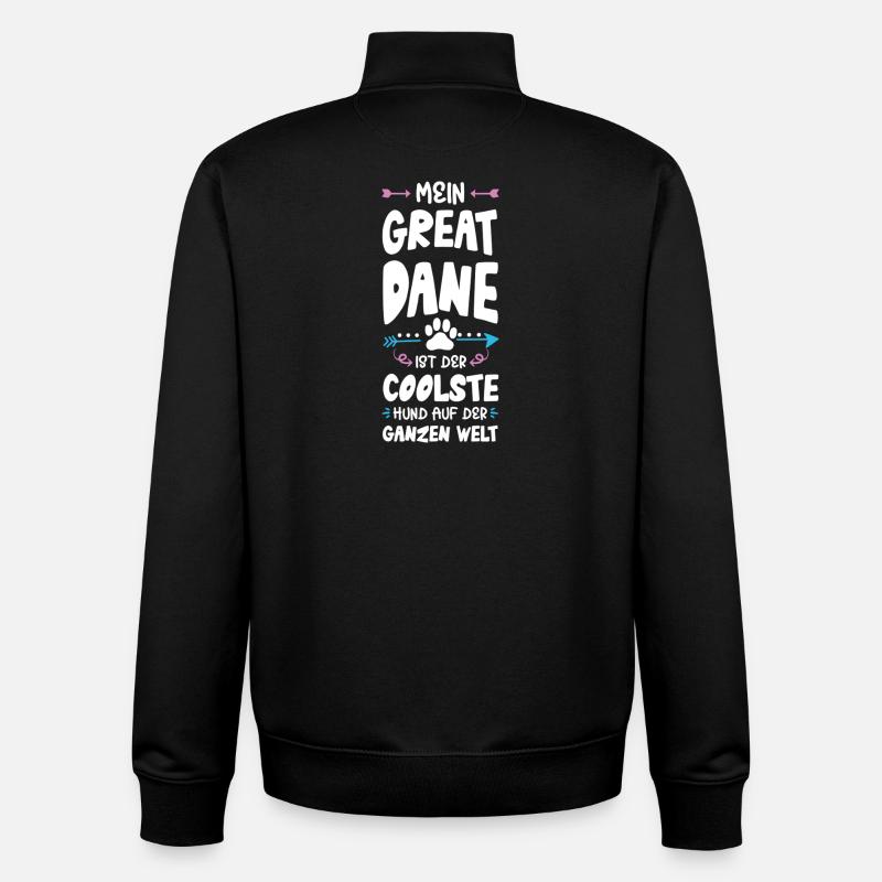 great dane hund spruch - Unisex Organic Zip Sweatshirt von Stanley/Stella - Schwarz