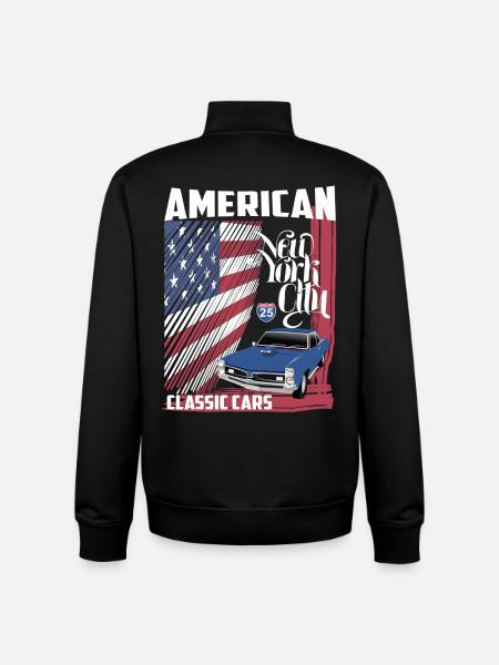 Amerikanske klassiske biler - Stanley/Stella unisex sweatshirt med lynlås i økologisk - sort
