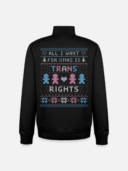 Ugly Xmas Sweater Trans rights - Unisex Organic Zip Sweatshirt by Stanley/Stella - black