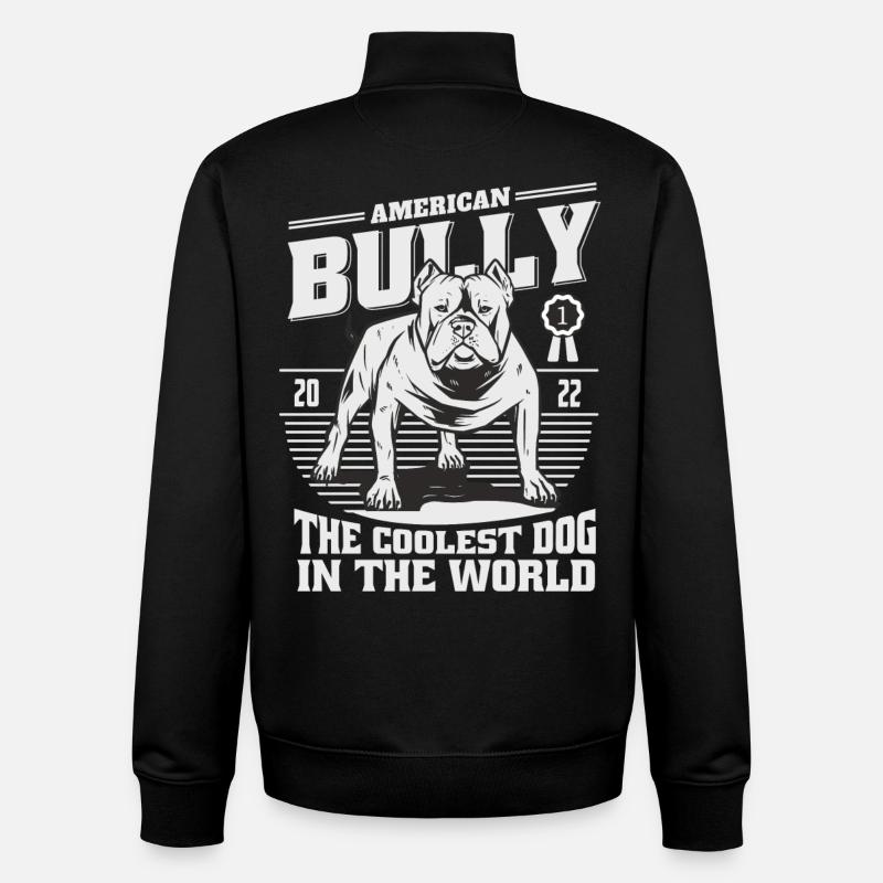 Bouledogue américain - Sweat zippé unisexe en coton bio Stanley/Stella - noir