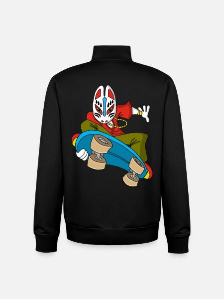 Strange fox on skateboarding - Unisex Organic Zip Sweatshirt by Stanley/Stella - black