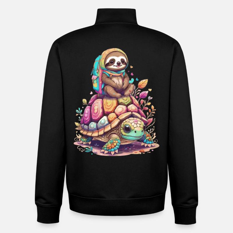Sloth and Turtle on holiday - Unisex Organic Zip Sweatshirt by Stanley/Stella - black