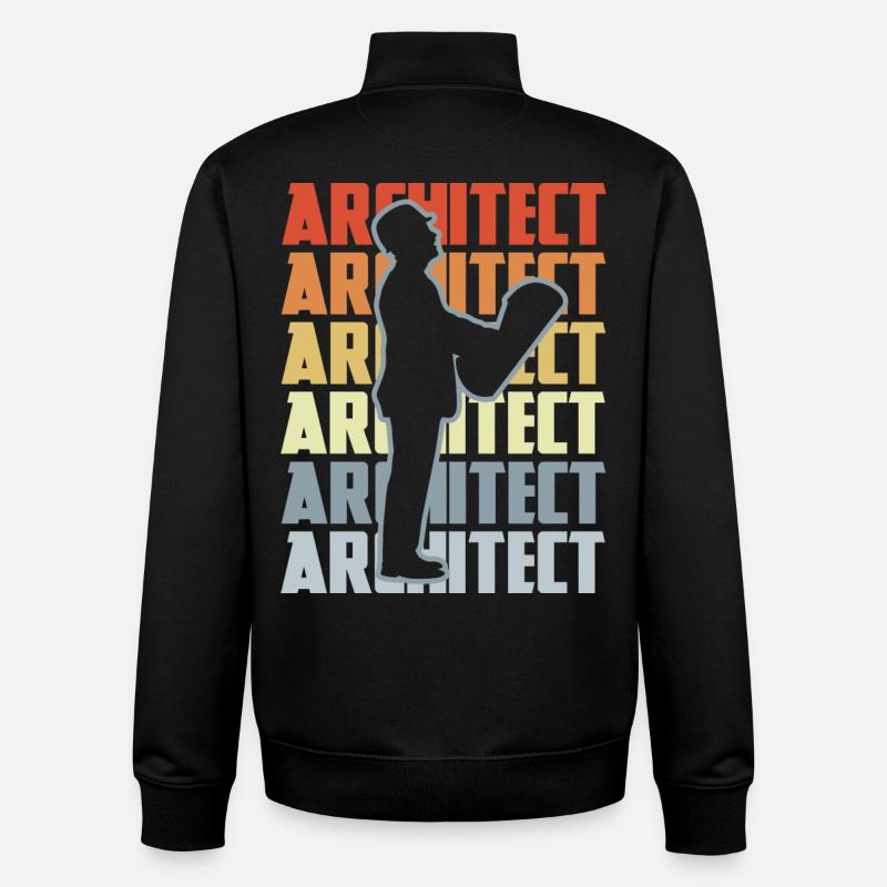 Retro Architect - Unisex Organic Zip Sweatshirt by Stanley/Stella - black