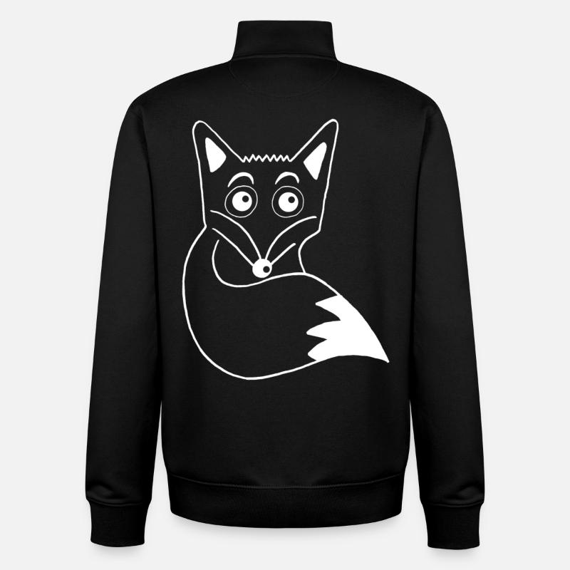 Renard blanc mignon - Sweat zippé unisexe en coton bio Stanley/Stella - noir
