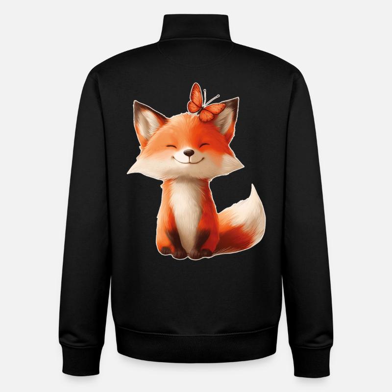 Fox with Butterfly - Unisex Organic Zip Sweatshirt by Stanley/Stella - black