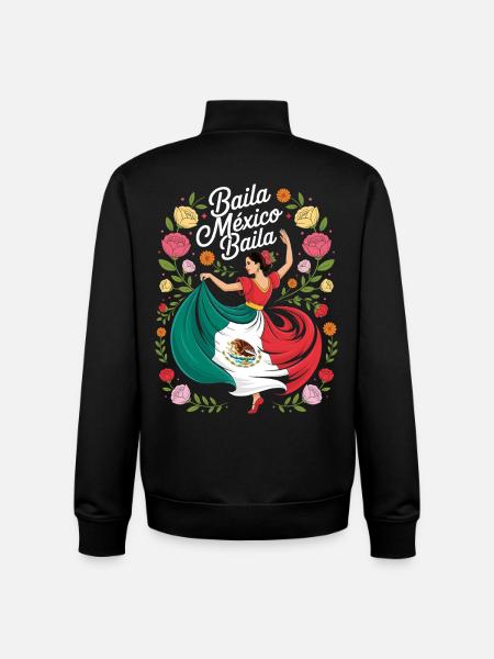 Folklorico Dans, Mexiko Mexikansk Kvinna - Unisex sweatshirt med dragkedja i ekologisk bomull Stanley/Stella - svart