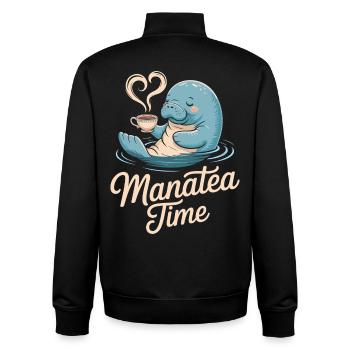 Lamantin Animal Marin Océan Adore Thé - Sweat zippé unisexe en coton bio Stanley/Stella - noir - Dos - AI Model Male 185 light (185cm)