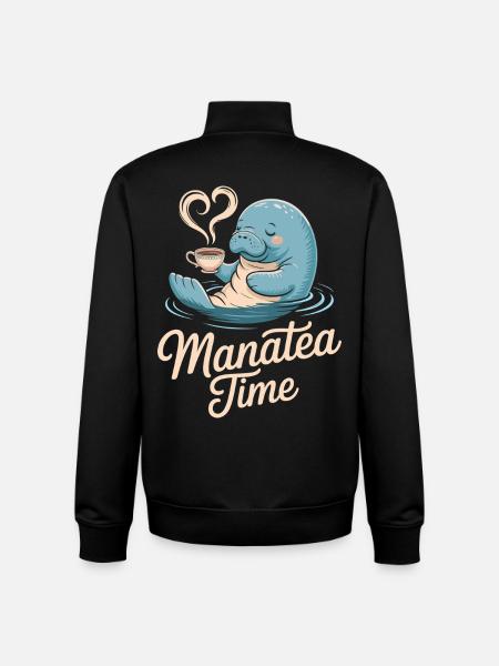 Manatee Marine Animal Ocean Loves Tea - Unisex Organic Zip Sweatshirt by Stanley/Stella - black