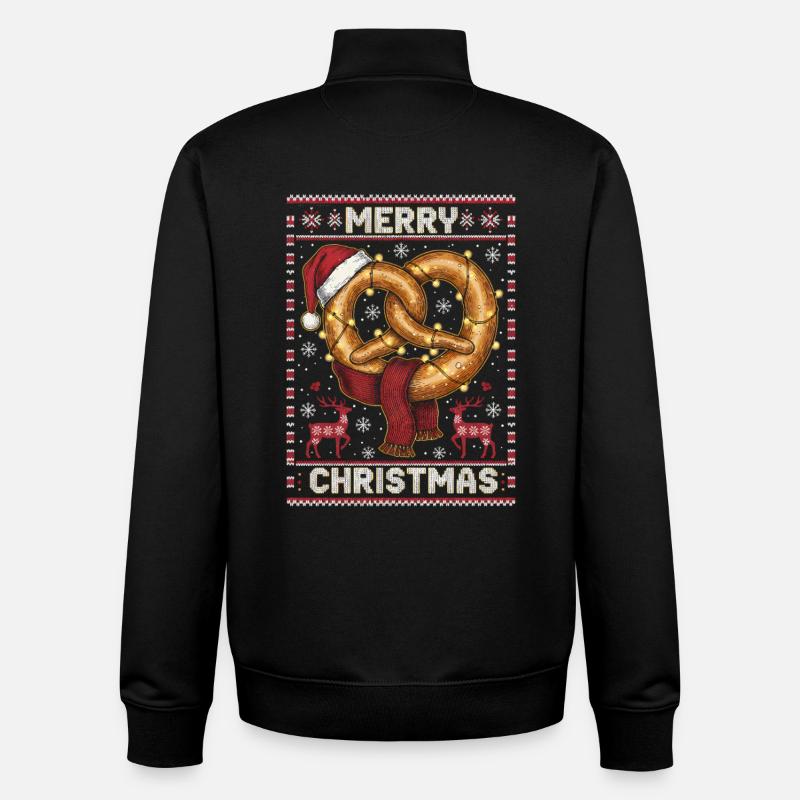 Bretzel de Noël - Sweat zippé unisexe en coton bio Stanley/Stella - noir
