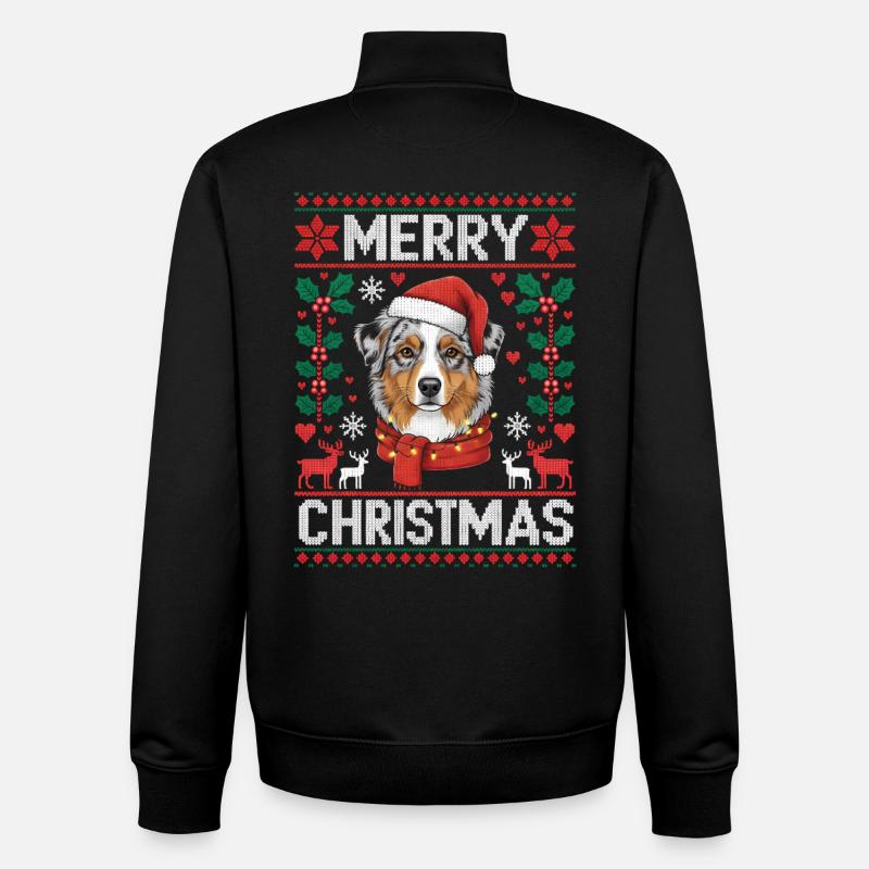 Australischer Schäferhund Weihnachten Xmas - Unisex Organic Zip Sweatshirt von Stanley/Stella - Schwarz
