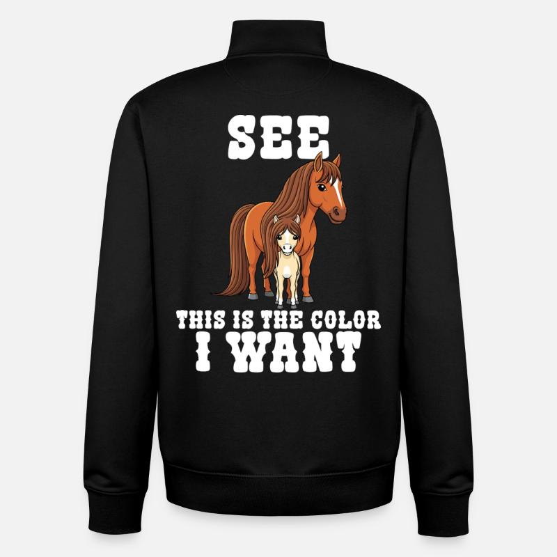 Humour Cheval Cavalier Équitation - Sweat zippé unisexe en coton bio Stanley/Stella - noir