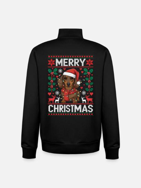 Funny Dachshund Christmas Dachshund Gift - Unisex Organic Zip Sweatshirt by Stanley/Stella - black