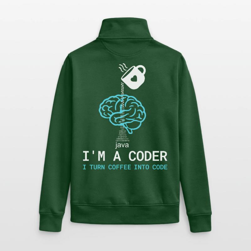 Coder T-Shirt: Coffee into Code – Nerdy Programmie Unisex Organic Zip Sweatshirt von Stanley/Stella