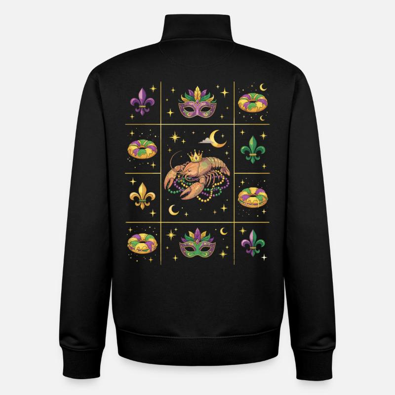 Crawdaddy Carnival Mardi Gras - Unisex Organic Zip Sweatshirt by Stanley/Stella - black