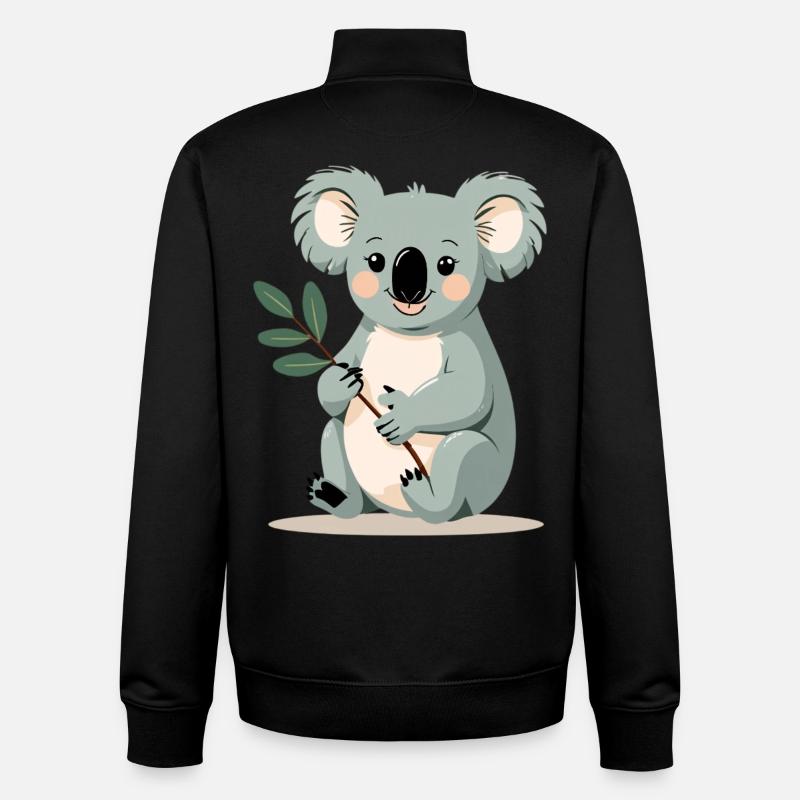 Kleiner Koala mit Blattzweig - Unisex Organic Zip Sweatshirt von Stanley/Stella - Schwarz
