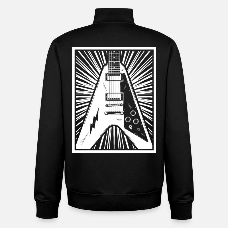 Silhouette de guitare électrique - Sweat zippé unisexe en coton bio Stanley/Stella - noir