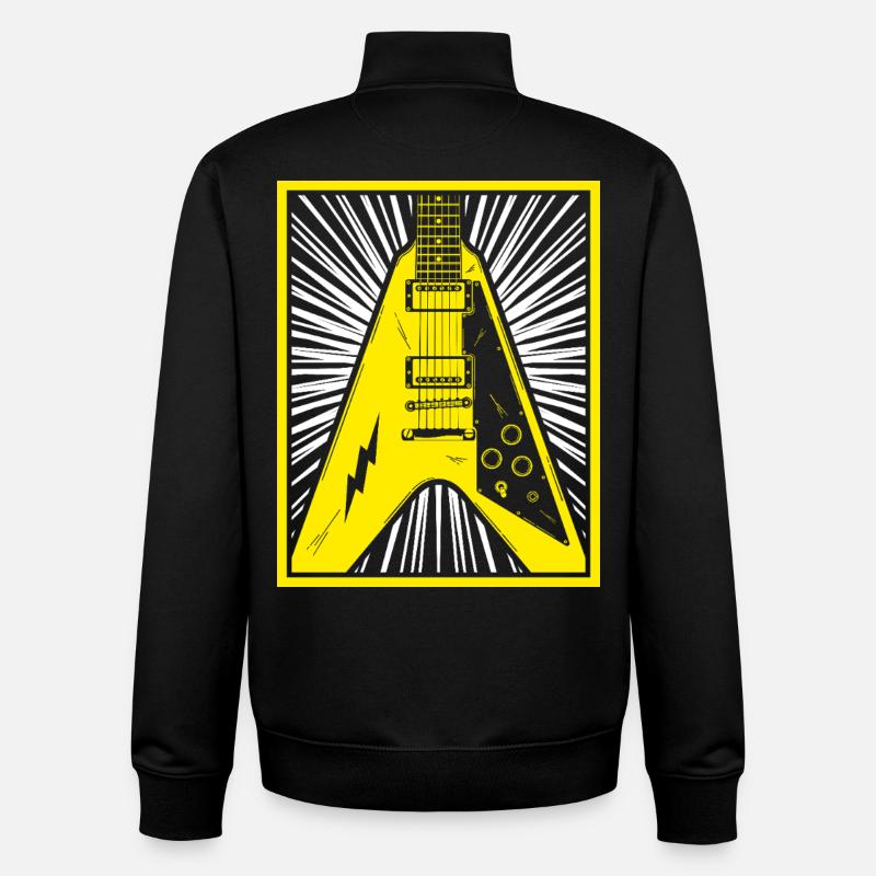 Silhouette de guitare électrique - Sweat zippé unisexe en coton bio Stanley/Stella - noir