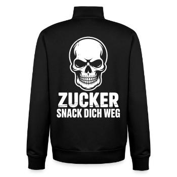Zucker Schädel Snack Dich Weg - Unisex Organic Zip Sweatshirt von Stanley/Stella - Schwarz - Hinten - AI Model Male 185 light (185cm)