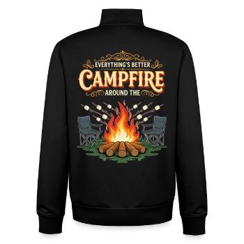 Campfire Marshmallow Everything Better Camping - Unisex Organic Zip Sweatshirt by Stanley/Stella - black - Back - AI Model Male 185 light (185cm)