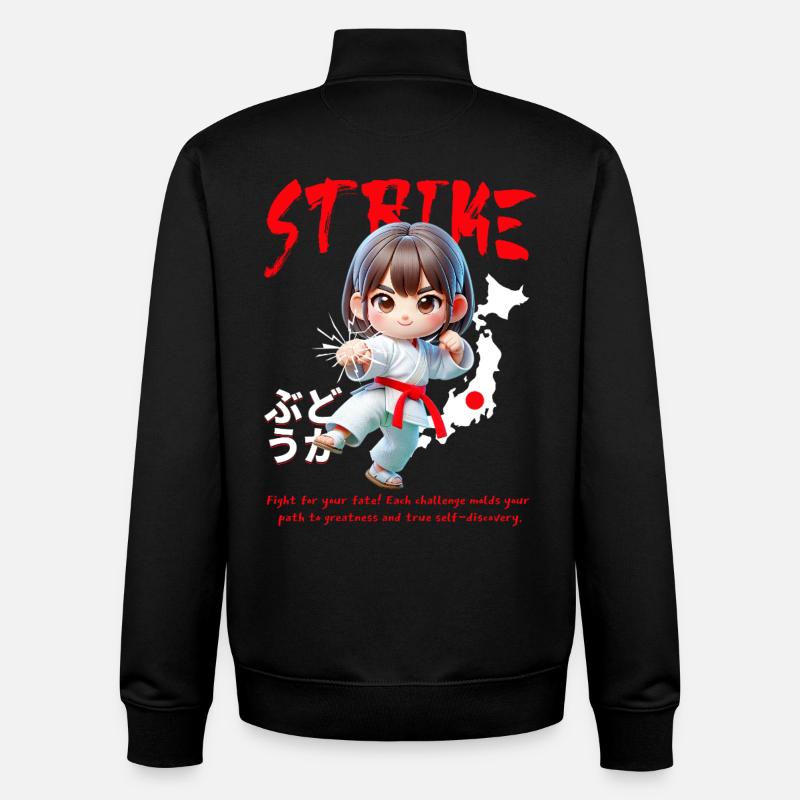 Chibi Karateheld Strike - Unisex Organic Zip Sweatshirt von Stanley/Stella - Schwarz