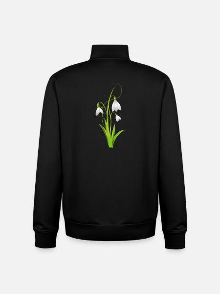 Snowdrops as beautiful spring flowers - Unisex Organic Zip Sweatshirt by Stanley/Stella - black