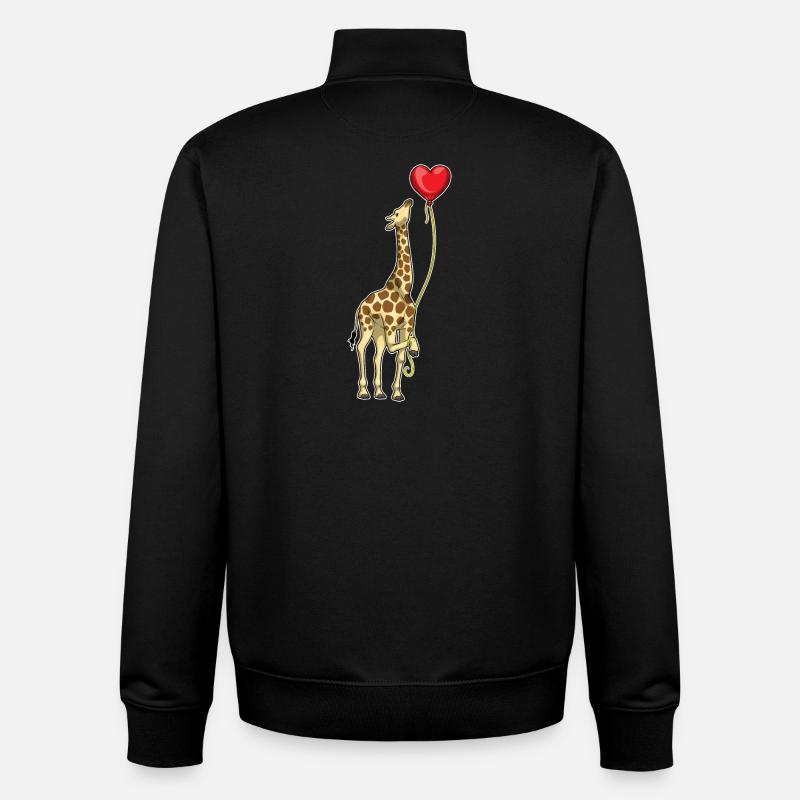 Giraffe Herz Luftballon - Unisex Organic Zip Sweatshirt von Stanley/Stella - Schwarz