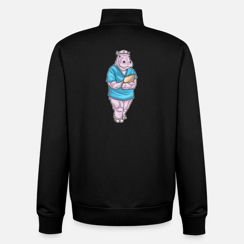 Infirmière hippopotame - Sweat zippé unisexe en coton bio Stanley/Stella - noir
