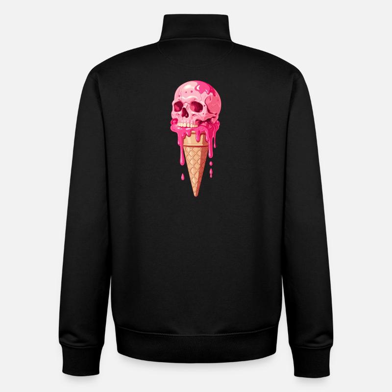 Pink Skull Eiscreme - Unisex Organic Zip Sweatshirt by Stanley/Stella - black