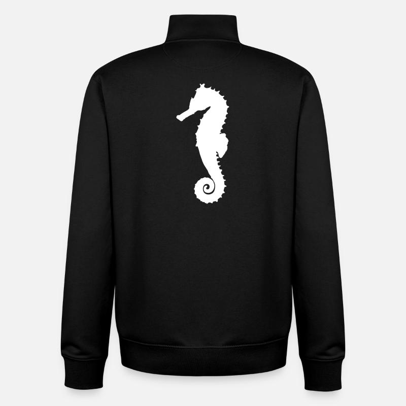 Hippocampe blanc - Sweat zippé unisexe en coton bio Stanley/Stella - noir